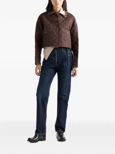 Prada Lightweight Re-nylon Cropped Blouson Jacket In Multi