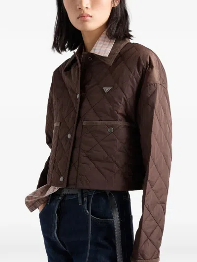 Prada Lightweight Re-nylon Cropped Blouson Jacket In Multi