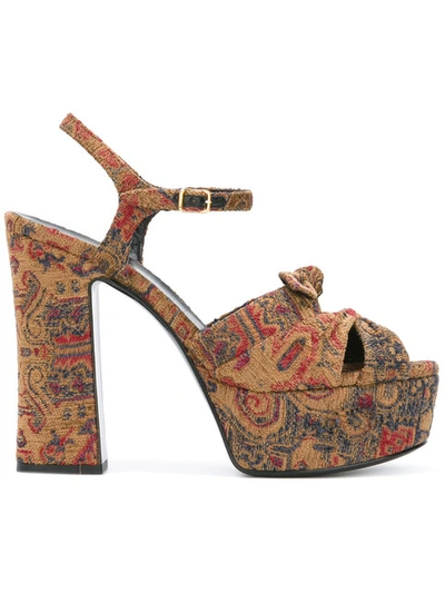 Shop Saint Laurent Tapestry Platform Sandals