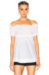 MSGM MSGM OFF THE SHOULDER TOP IN WHITE,2242MDT108 174305