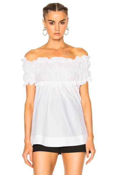 Msgm Off The Shoulder Top In White In White