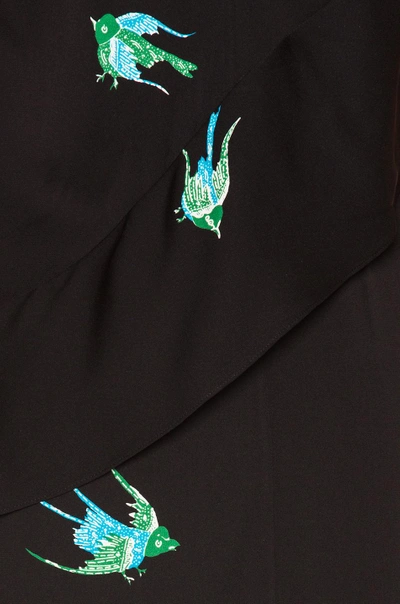Shop Diane Von Furstenberg Asymmetrical Ruffle Dress In Black, Floral.  In Ceres Black