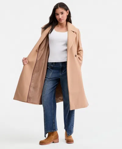 Cece Petite Double-breasted Belted Bow Back Coat In Neutral
