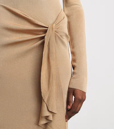 Roland Mouret Maxi Knotted Ruffled Dress In Gold