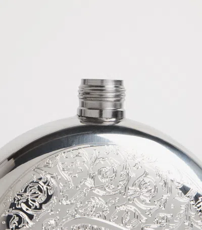 Purdey Rose And Scroll Flask In Silver