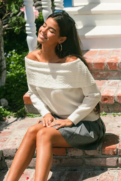 Cupshe Double Date White Sweater In White