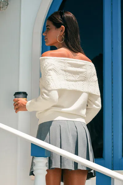 Cupshe Double Date White Sweater In White