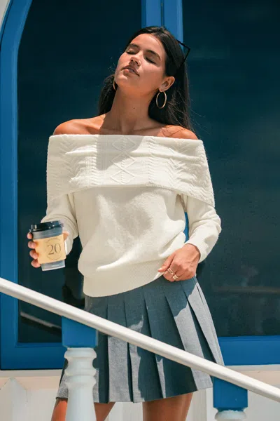 Cupshe Double Date White Sweater In White