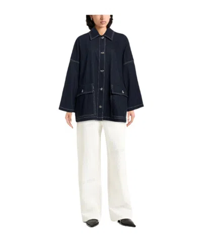 Max Mara Darkwash Denim Jacket In Multi
