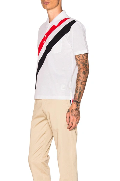 Shop Thom Browne Diagonal Stripes Polo In Blue, Red, Stripes, White.  In Red White & Blue