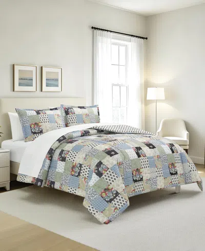 Macy's Floral Patch Reversible Microfiber 3-piece Comforter Set In Multi