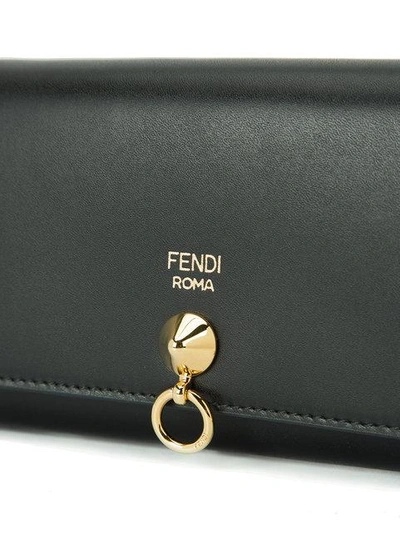 Shop Fendi Ring Detail Continental Wallet - Black