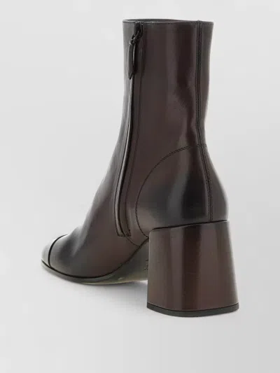 Miu Miu Leather Ankle Boots In Brown