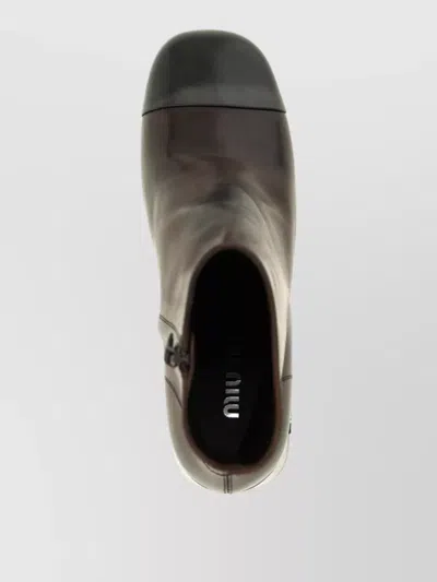 Miu Miu Leather Ankle Boots In Brown