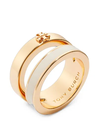 Tory Burch Icon Enamel Double Ring In Gold