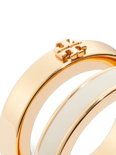 Tory Burch Icon Enamel Double Ring In Gold