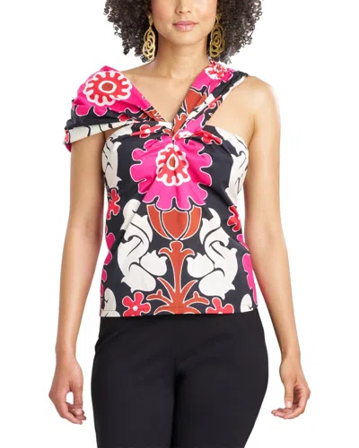 Natori Talitha Poplin Asymmetrical Halter Top In Multi
