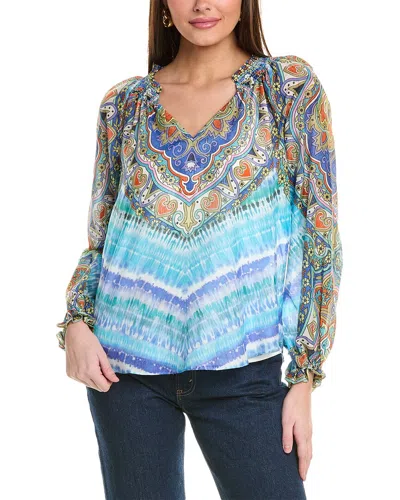 Hale Bob Sadie Silk-blend Top In Blue