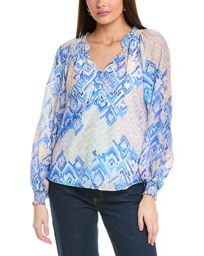Hale Bob Lyla Silk-blend Top In Blue