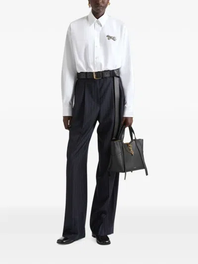 Givenchy Double Pleat Striped Pants In Wool In Blue