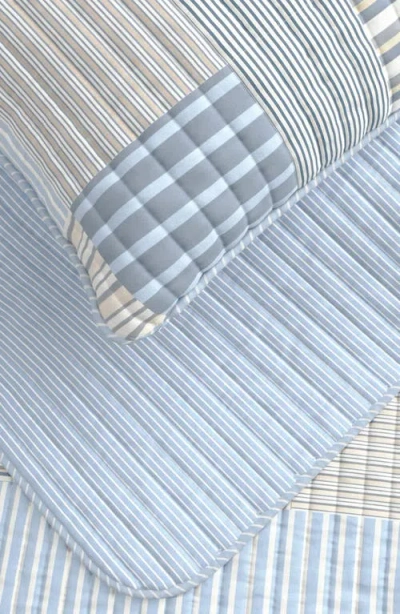 Woven & Weft Stripe Patchwork Quilt Set In Blue Stripe Patchwork