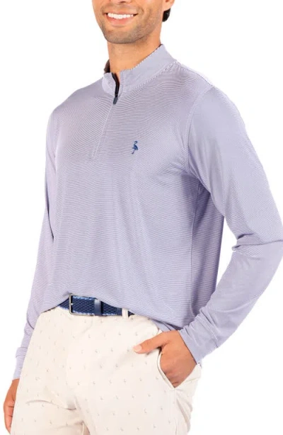 Tailorbyrd Mini Stripe Performance Quarter Zip Pullover In Sapphire Blue