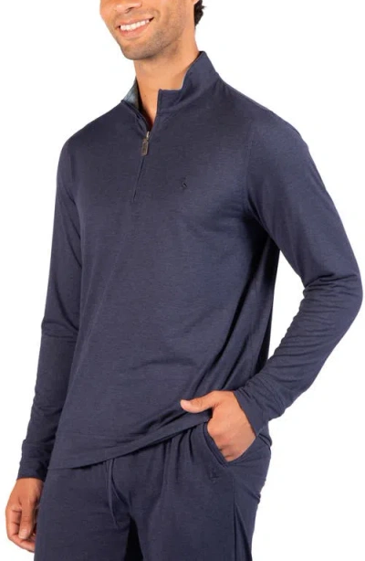 Tailorbyrd Brushed Melange Quarter Zip Pullover In Navy