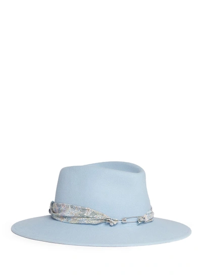 Shop Maison Michel 'pierre' Floral Band Rabbit Furfelt Fedora Hat