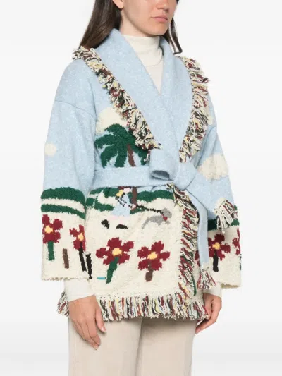 Alanui Intarsia Wool-blend Cardigan In Multi
