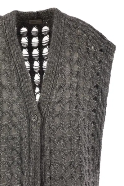 Herno Vest With Perforated Workmanship In Gray
