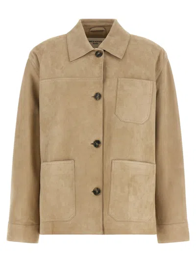 Weekend Max Mara Leather Single Breasted Coat In Brown