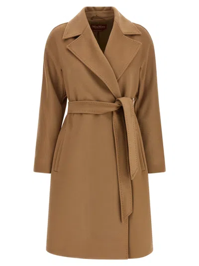 Max Mara Dravenna Belted Wool Coat In Beige