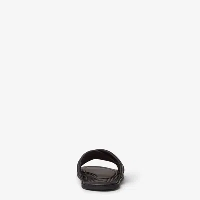 Fendi Logo-embroidered Slides In Brown