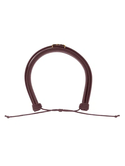Saint Laurent Cassandre Multiwrap Leather Bracelet In Burgundy