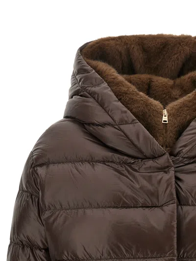 Herno Fusciacca Hooded Mid Length Down Jacket In Brown
