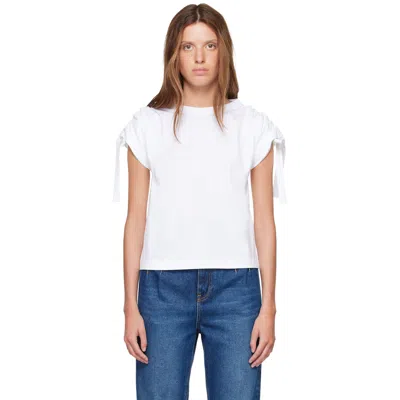 Givenchy White Gathered Shoulder T-shirt In White