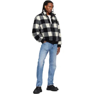 Givenchy Wool-blend Check-pattern Fleece Jacket In Blue