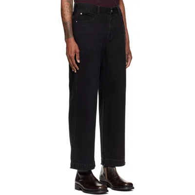 Re;code Black Raw-edged Denim Jeans In Black