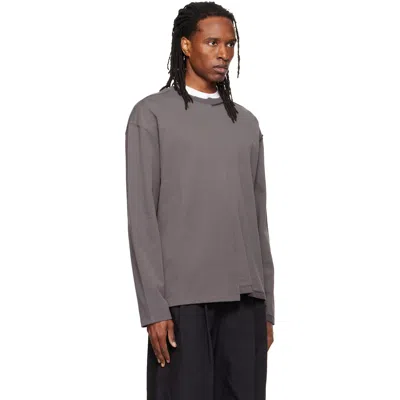 Re;code Gray Split Long Sleeve T-shirt In Grey