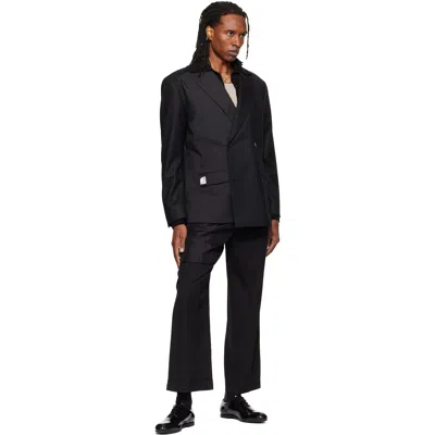 Re;code Gray Jacket-patched Double Blazer In Black