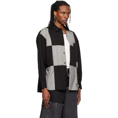 Re;code Black & Off-white Checkerboard Shirt In Black