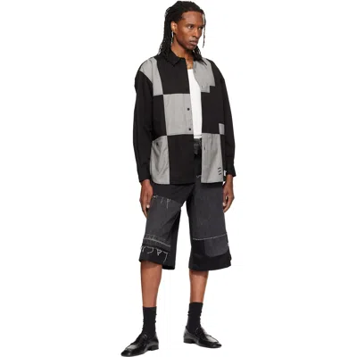 Re;code Black & Off-white Checkerboard Shirt In Black