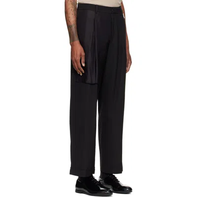Re;code Black Inside-out Straight Trousers In Black
