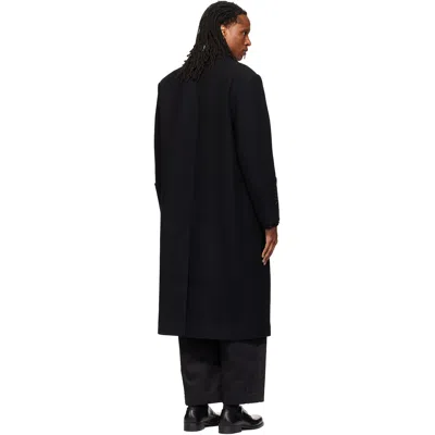 Re;code Black Single-breasted Long Coat In Black