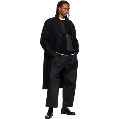 Re;code Black Single-breasted Long Coat In Black
