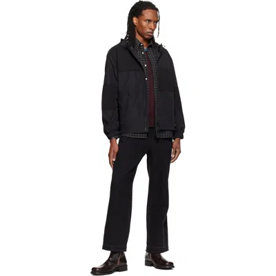 Re;code Black Patch-worked Hoodie Jacket In Black