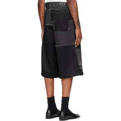 Re;code Black Mixed Fabric Denim Shorts In Black