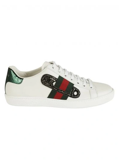 Shop Gucci Ace Embroidered Sneakers In Bianco