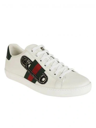 Shop Gucci Ace Embroidered Sneakers In Bianco