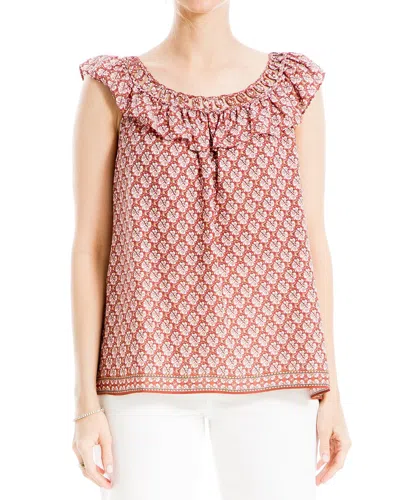 Max Studio Flutter Sleeve Top In Pink